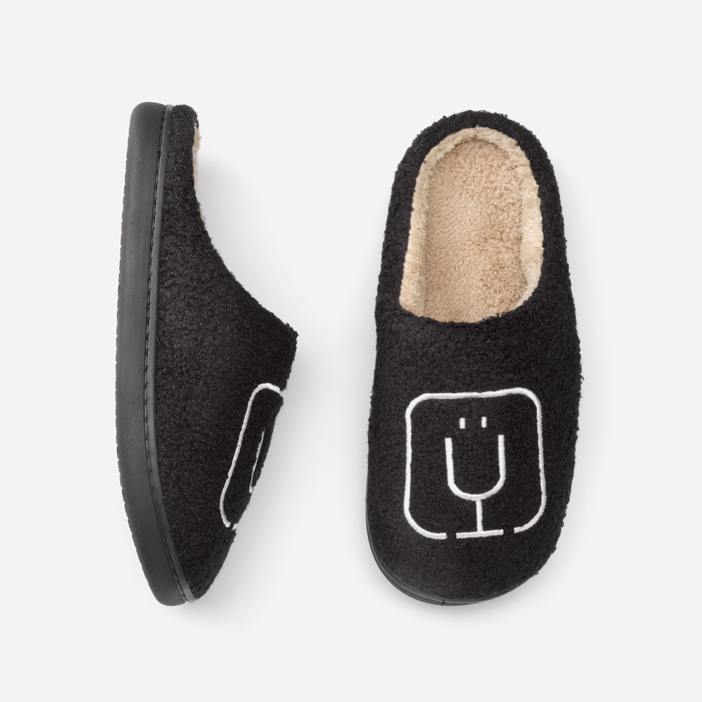brumate-fuzzy-slippers-black-q5 apparel-slippers-above.png
